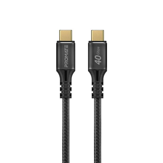 Promate USB-C Cable, Ultra-Fast 240W Power Delivery Thunderbolt 3 Cable with 8K Display Support, Nylon Braided 100cm Cord and 40Gbps Transfer Speed for All Type-C Enabled Devices, PowerBolt240-1M